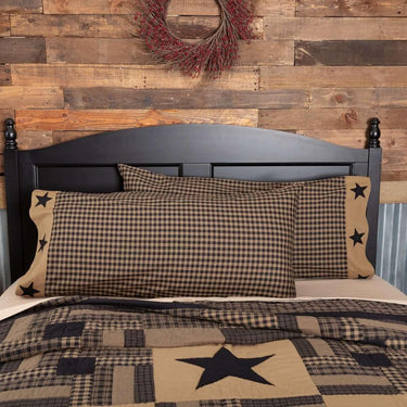 Black Check Star King Pillow Case Set of 2 21x40 VHC Brands - The Fox Decor